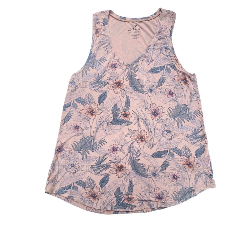 American Eagle soft and sexy tank lavender mauve floral pattern